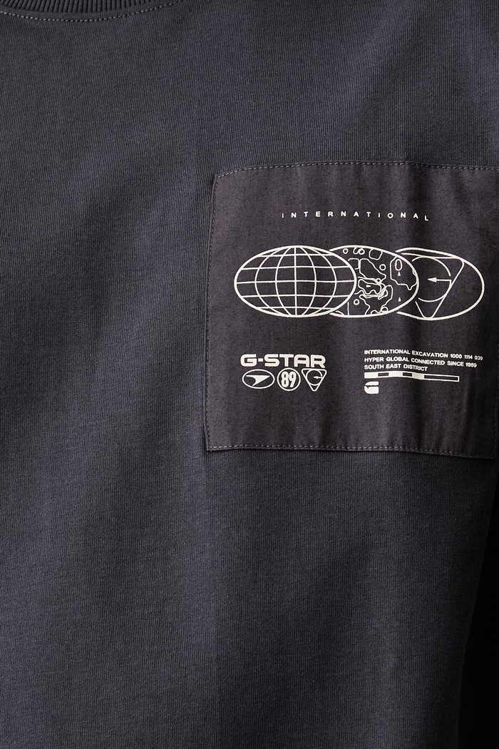 G-Star tričko pánské bavlněné Applique gr D28882.E385 šedá