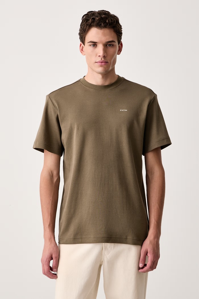 G-Star T-shirt męski bawełniany True regular zielony D28609.C812