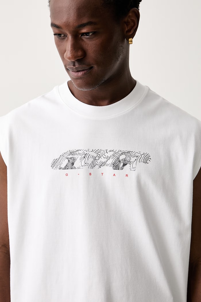 G-Star αμάνικο μπλουζάκι ανδρικό βαμβακερό Loose gr λευκό D29347.E385