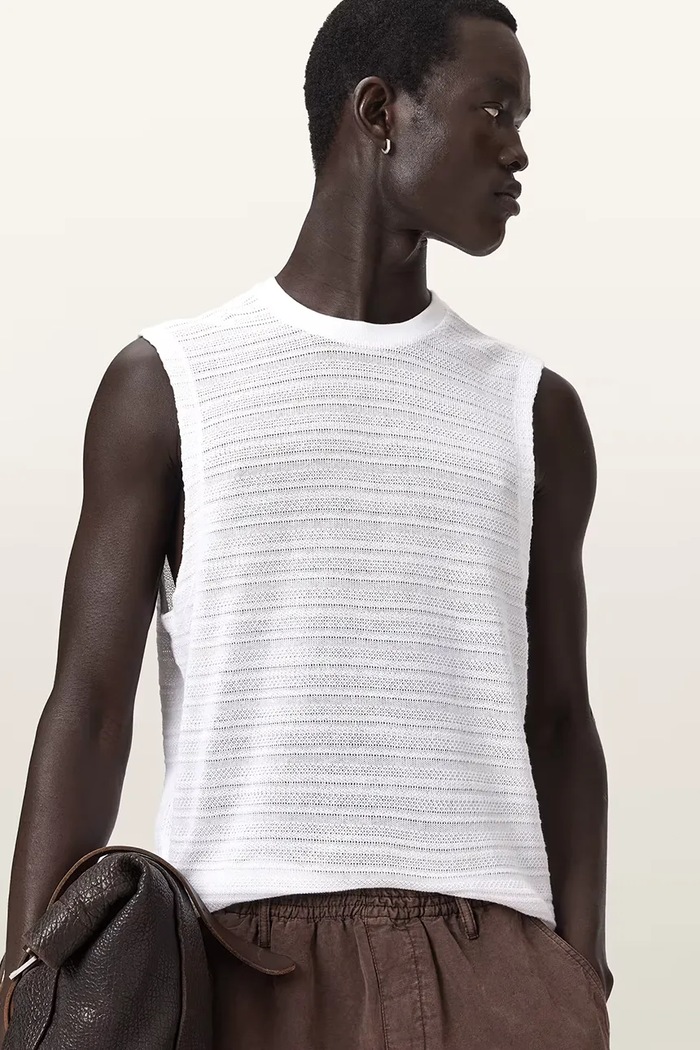 AllSaints top pánský bavlněný COVE bílá M016JE