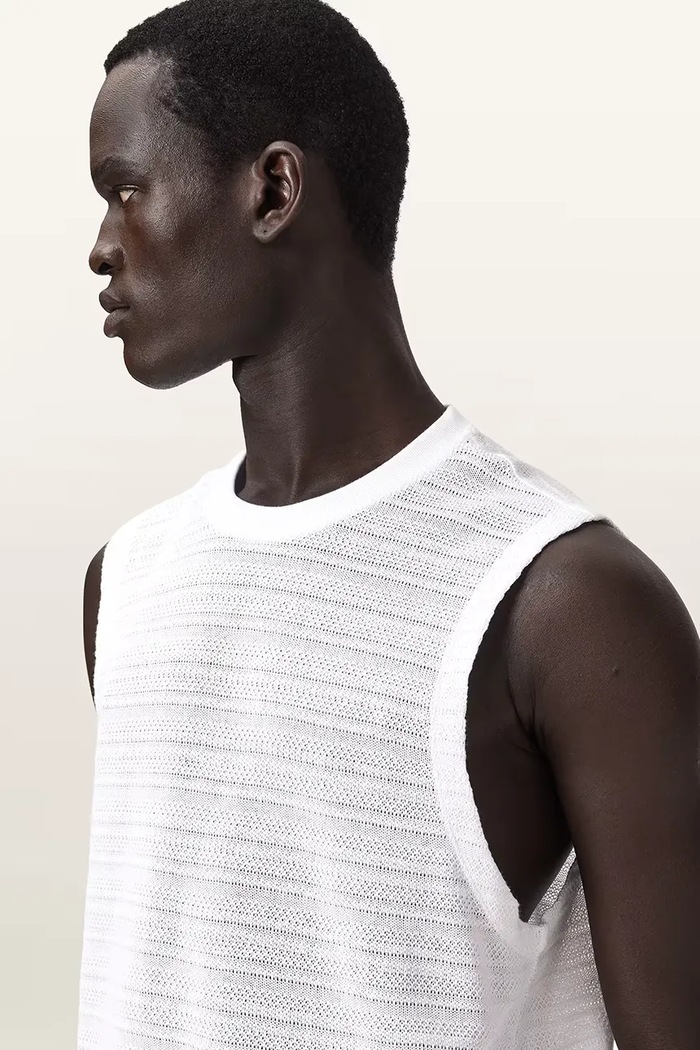 AllSaints top pánský bavlněný COVE M016JE bílá