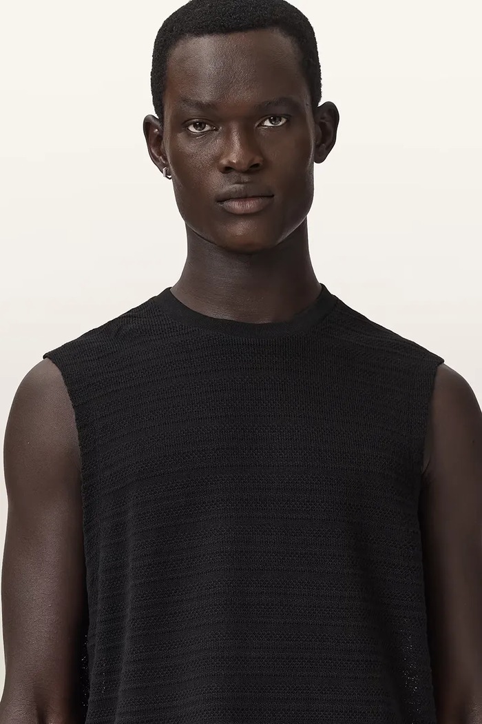 AllSaints top pánský bavlněný COVE černá M016JE