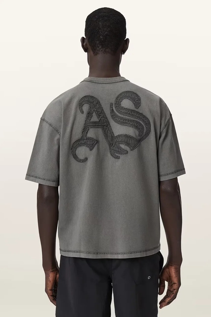 AllSaints tričko pánske bavlnené INSIGNIA M092PE sivá AW26