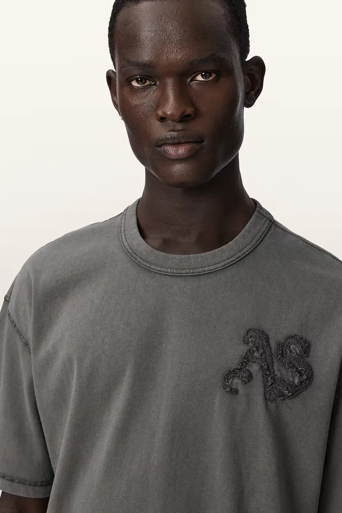 AllSaints tričko pánske bavlnené INSIGNIA sivá M092PE