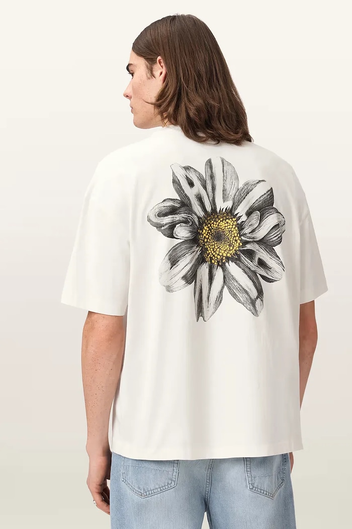 AllSaints футболка оверсайз мужская хлопковая PETALS белый M062PE