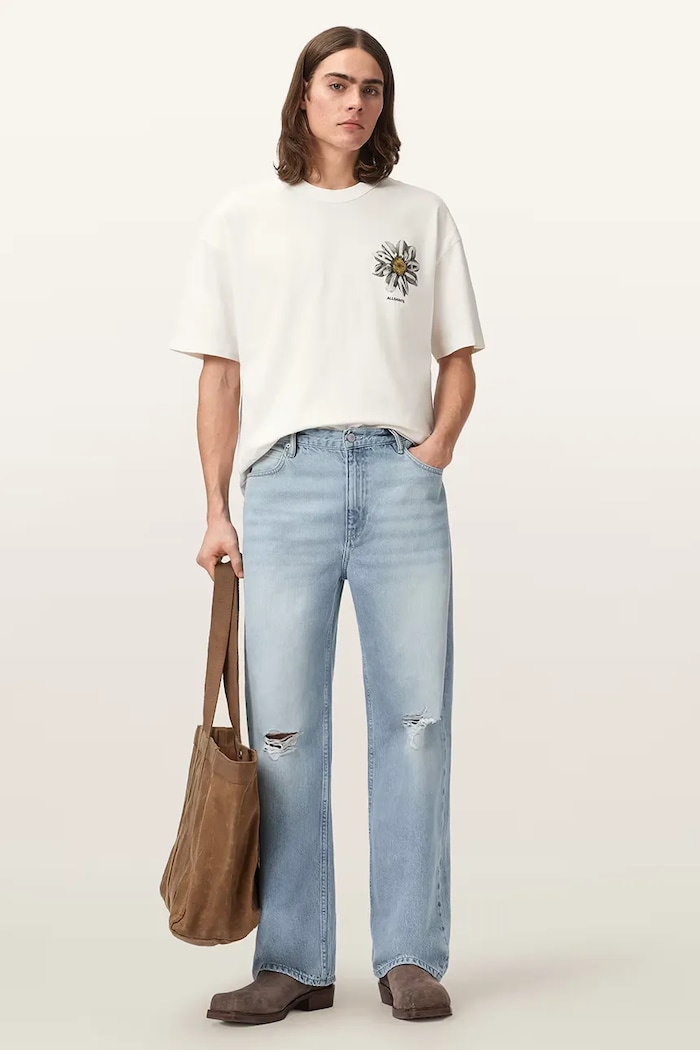 Одежда AllSaints футболка оверсайз мужская хлопковая PETALS M062PE белый