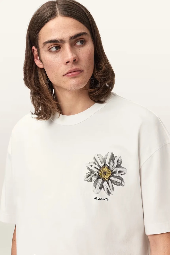 AllSaints футболка оверсайз мужская хлопковая PETALS белый M062PE
