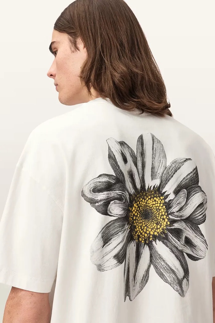 AllSaints футболка оверсайз мужская хлопковая PETALS M062PE белый
