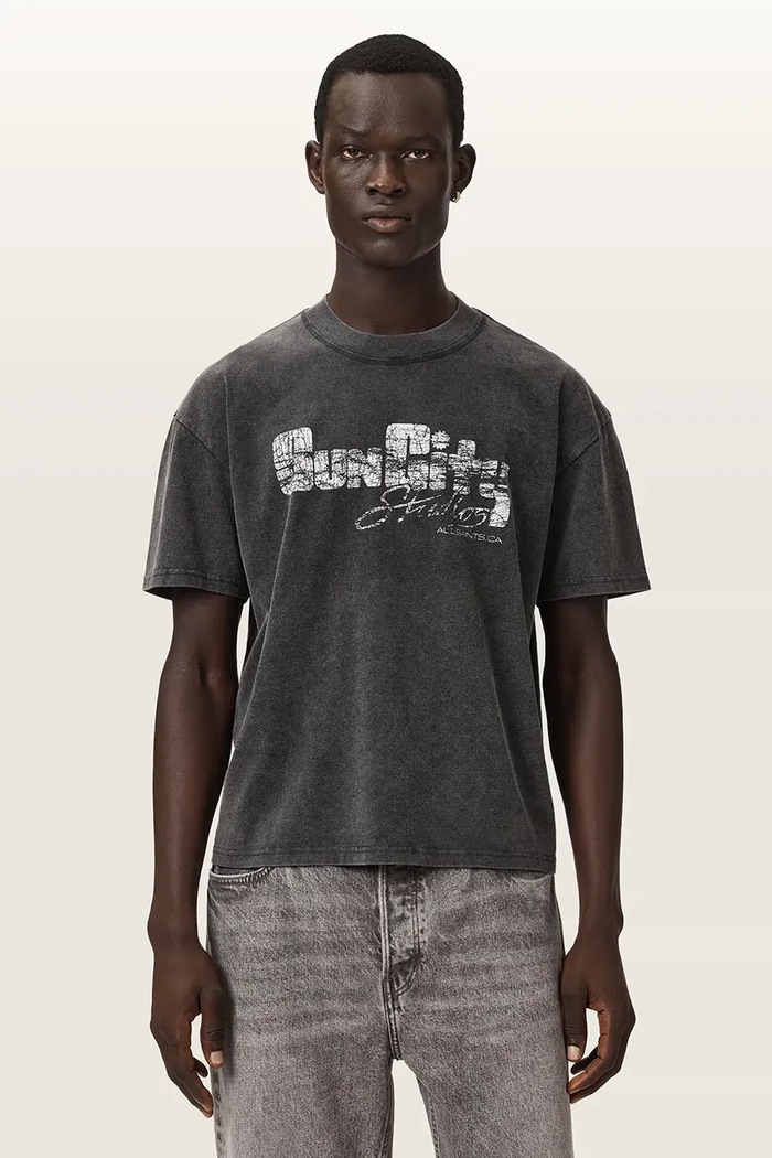 AllSaints футболка basic мужская хлопковая SUN чёрный M056PE
