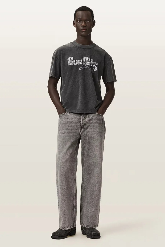 Одежда AllSaints футболка basic мужская хлопковая SUN M056PE чёрный