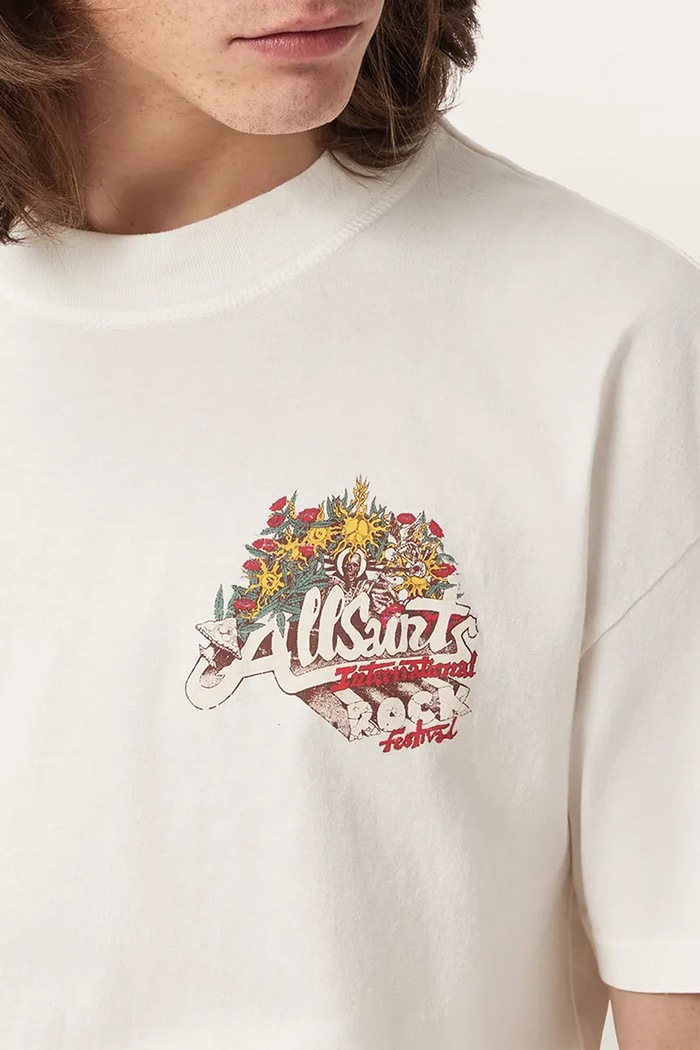 AllSaints футболка оверсайз для мужчин из хлопка ROQUE M054PE белый