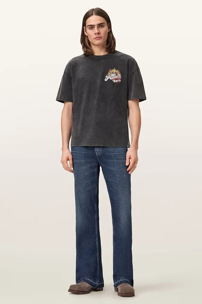 Одежда AllSaints футболка оверсайз мужская хлопковая ROQUE M054PE чёрный