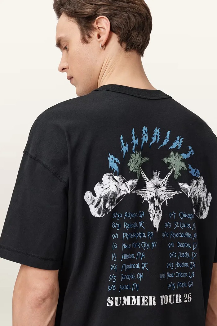 AllSaints tričko pánske bavlnené PALM M045PE čierna