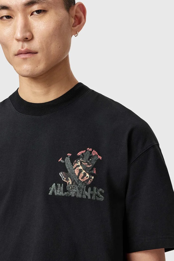 AllSaints Oversize t-shirt ανδρικό βαμβακερό CACTI μαύρο M044PE