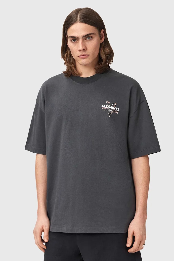 AllSaints tričko pánske bavlnené PENTACLE M034PE čierna AW26