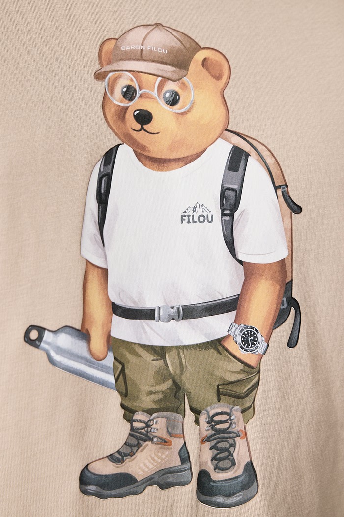 T-shirt bawełniany Baron Filou beżowy 000013295