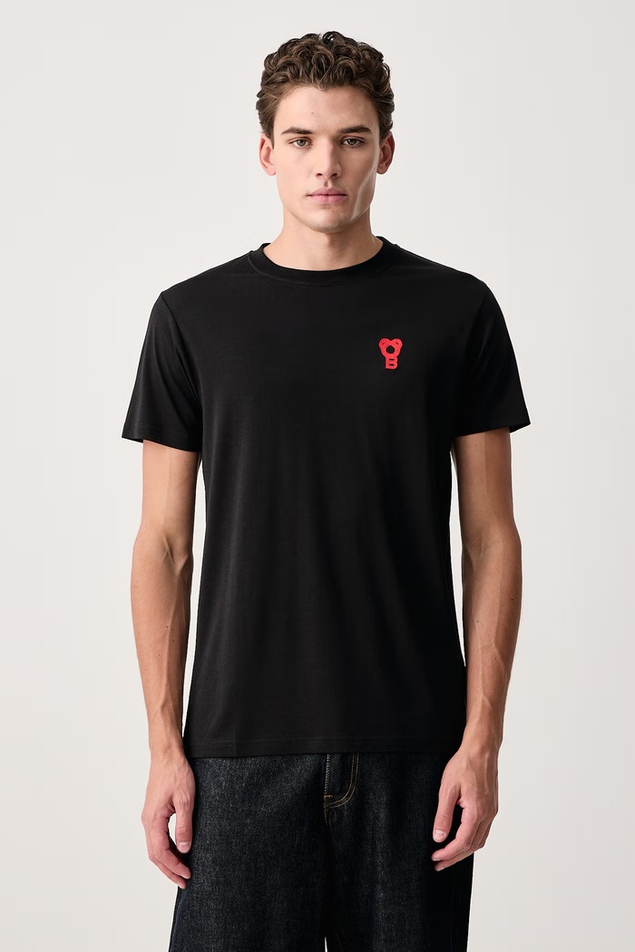 Baron Filou T-shirt męski z lyocellem czarny 000017365