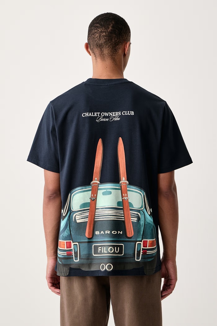Baron Filou T-shirt męski bawełniany granatowy 000017246
