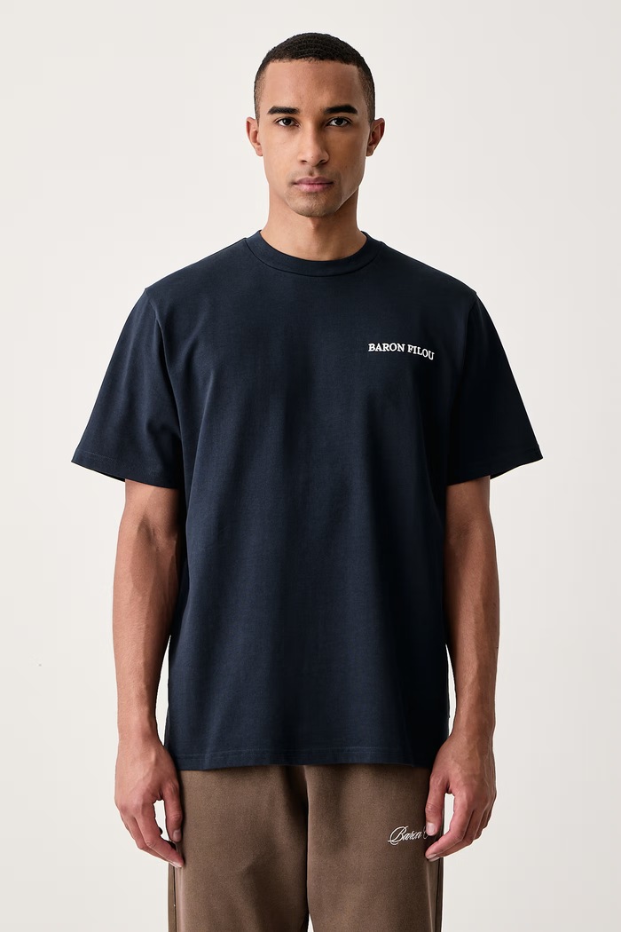 Odzież Baron Filou T-shirt męski bawełniany 000017246 granatowy
