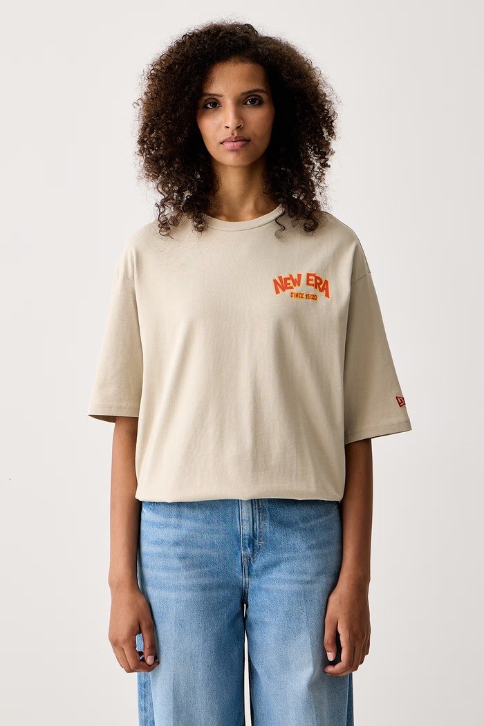 Odzież New Era T-shirt bawełniany 60897480 beżowy