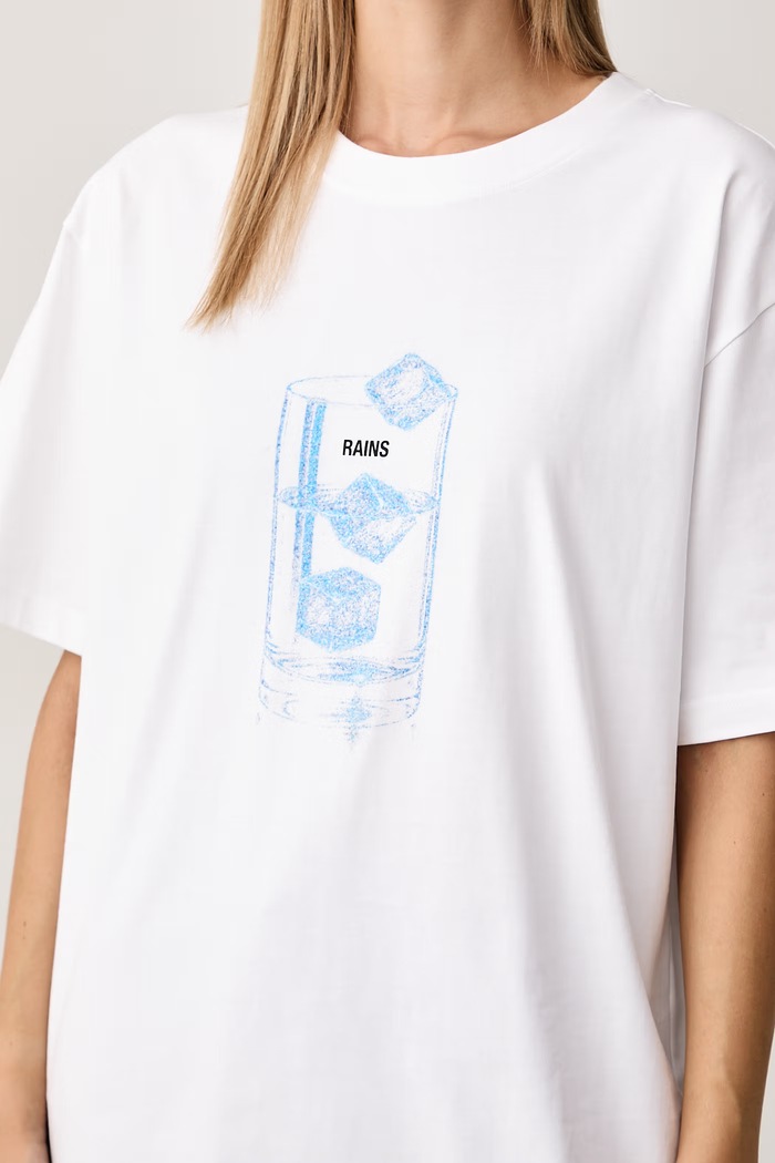 T-shirt bawełniany Classic T-shirt Cubes Rains 41550.09 biały