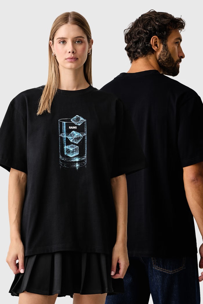 Rains Kratka majica bombažna Classic T-shirt Cubes črna 41550.01