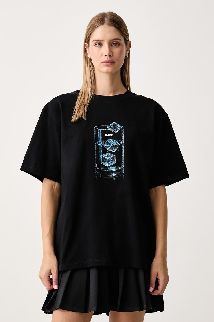 Rains T-shirt bawełniany Classic T-shirt Cubes czarny 41550.01