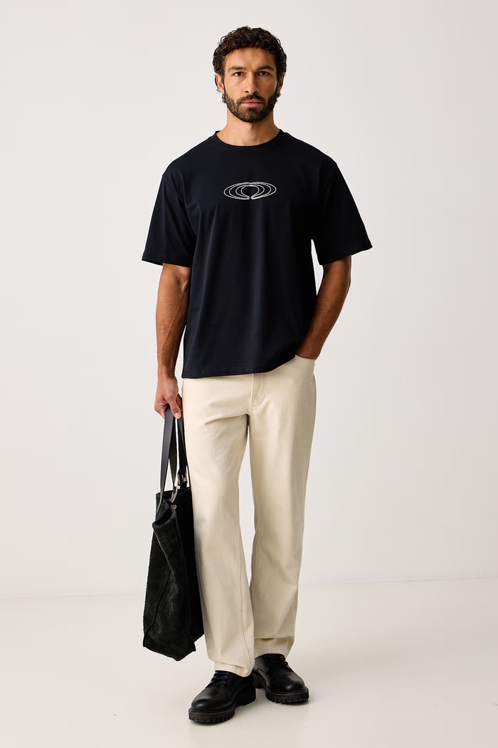 Rains T-shirt męski bawełniany Classic T-shirt Splash 41470.01 czarny AW26
