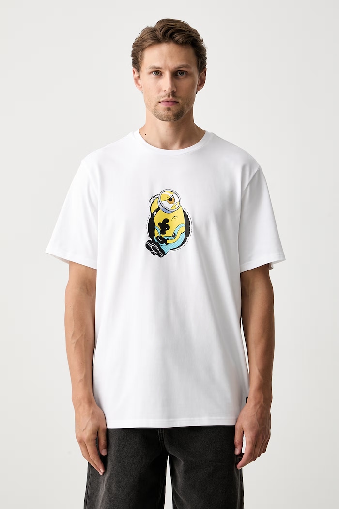 Converse T-shirt bawełniany x Minions & Monsters CVM6T226 biały AW26