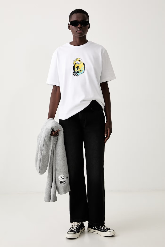 Converse T-shirt bawełniany x Minions & Monsters CVM6T226 biały