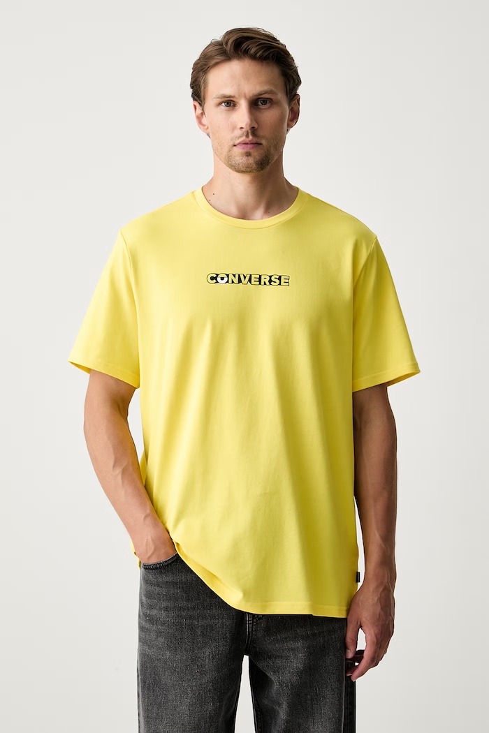 Converse T-shirt bawełniany x Minions & Monsters CVM6T225 żółty AW26