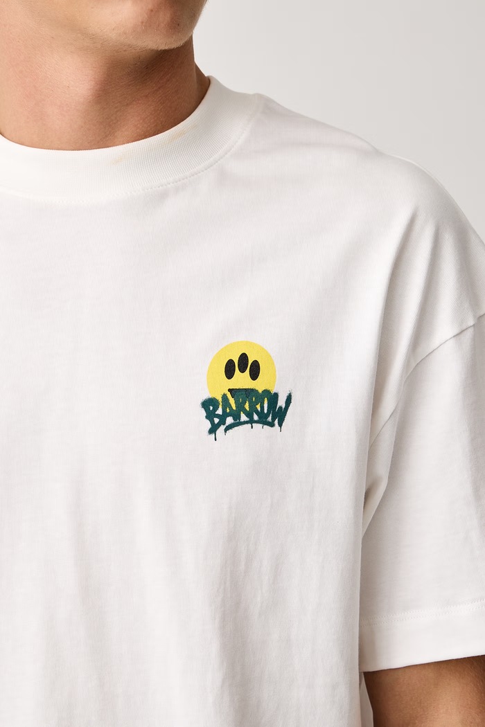 T-shirt bawełniany Barrow F6BWUATH069 biały