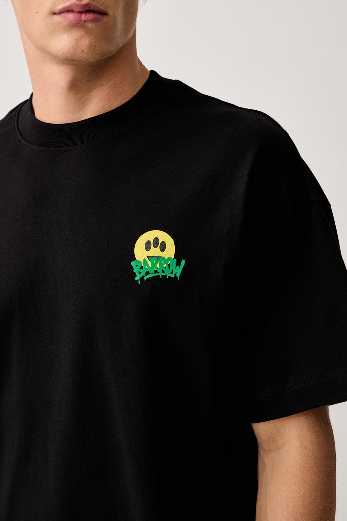 T-shirt bawełniany Barrow F6BWUATH069 czarny