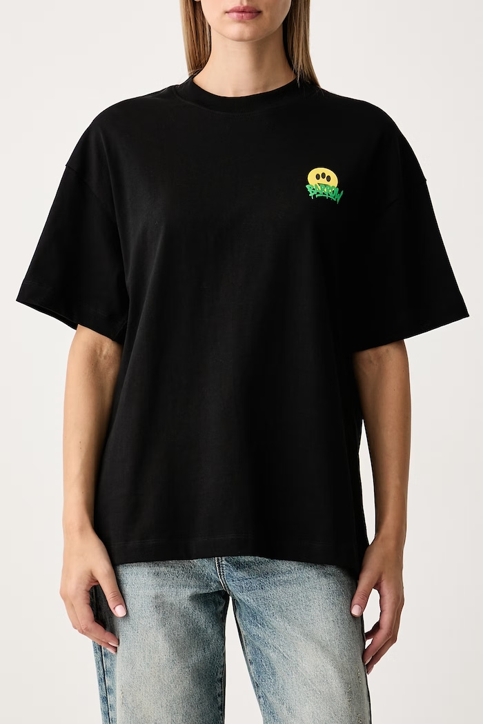 T-shirt βαμβακερό Barrow F6BWUATH069 μαύρο