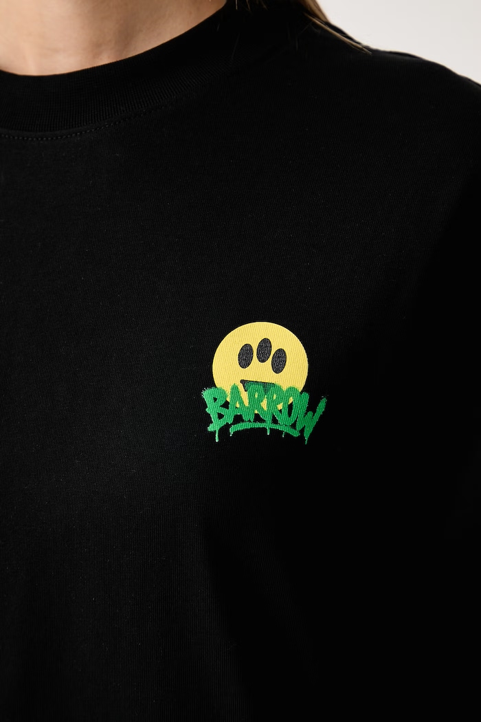 T-shirt βαμβακερό Barrow μαύρο F6BWUATH069