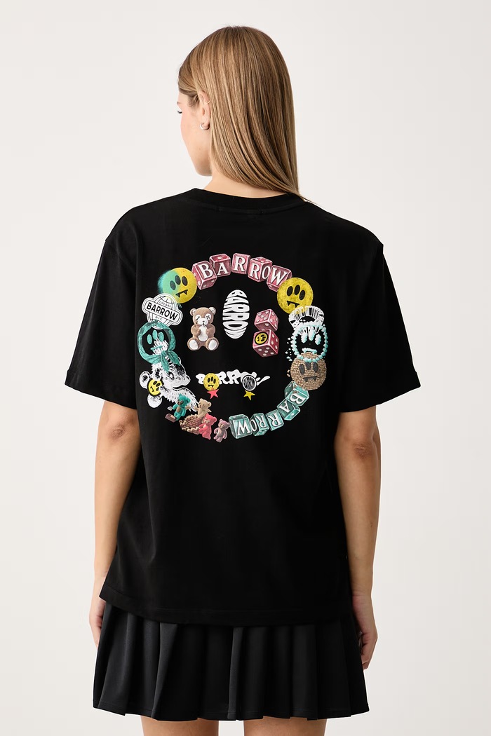 Barrow T-shirt damski bawełniany czarny F6BWUATH068