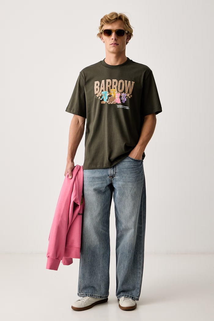 Barrow T-shirt bawełniany F6BWUATH065 zielony AW26