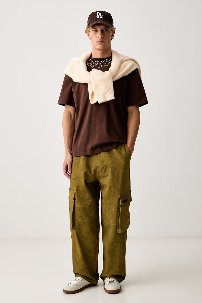 Barrow T-shirt bawełniany F6BWUATH048 brązowy AW26