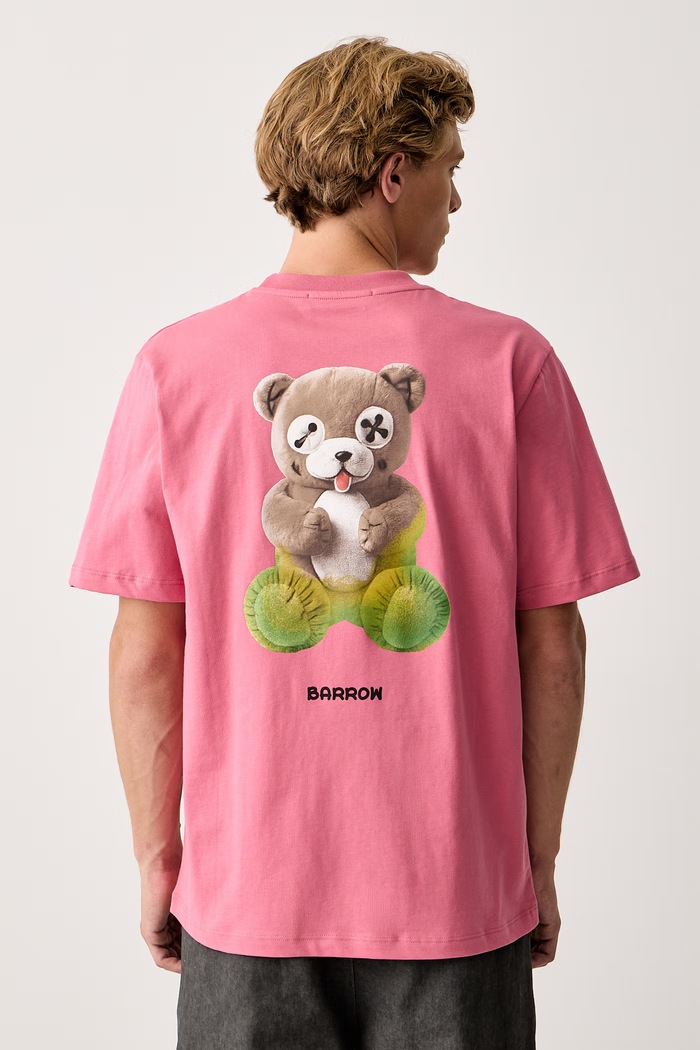 Barrow T-shirt bawełniany różowy F6BWUATH042