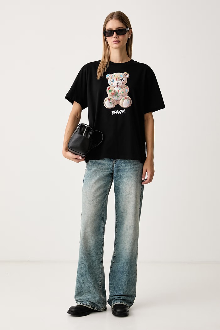 Barrow T-shirt bawełniany F6BWUATH041 czarny AW26