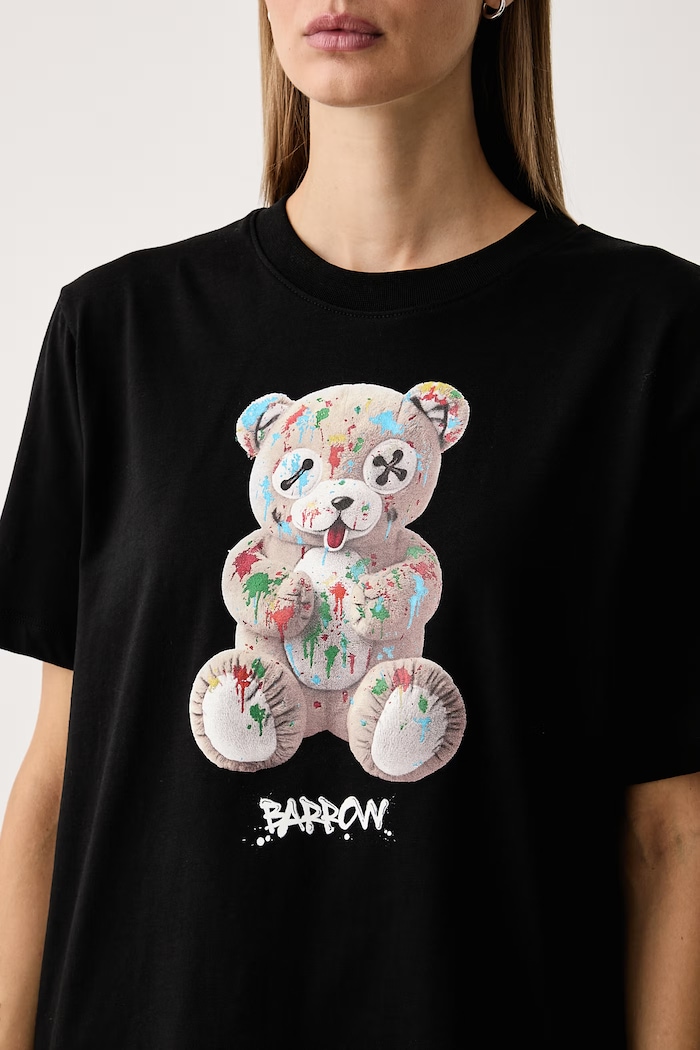 T-shirt βαμβακερό Barrow F6BWUATH041 μαύρο