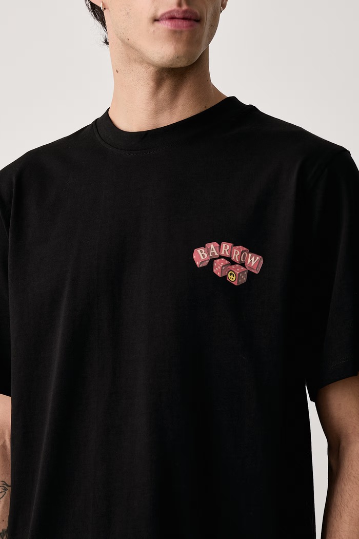 T-shirt bawełniany Barrow F6BWUATH020 czarny