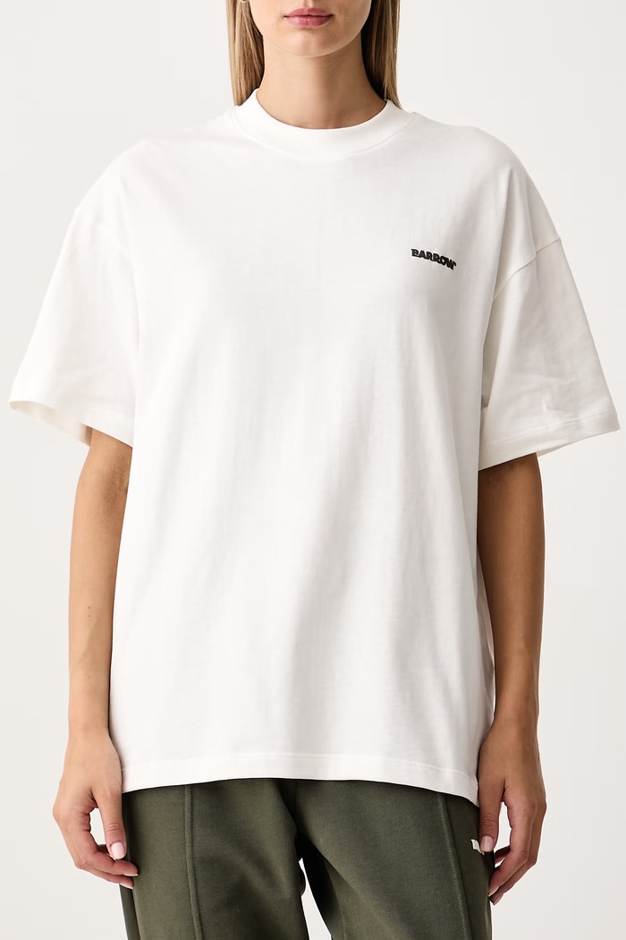 T-shirt bawełniany Barrow F6BWUATH019 biały