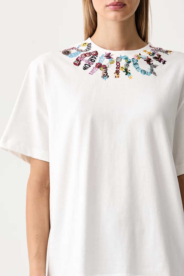 T-shirt βαμβακερό Barrow F6BWUATH014 λευκό