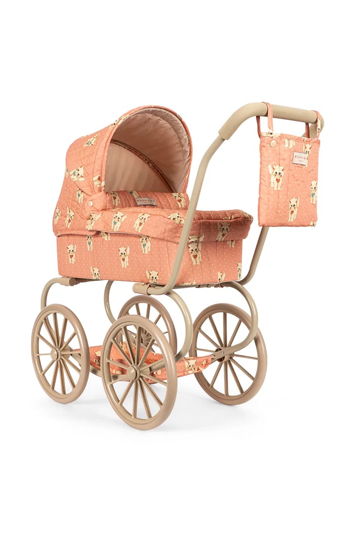 Konges Sløjd Wózek dla lalek dziecięcy bawełniany MINNIE DOLL PRAM KS106167.9BY2 pomarańczowy AW26