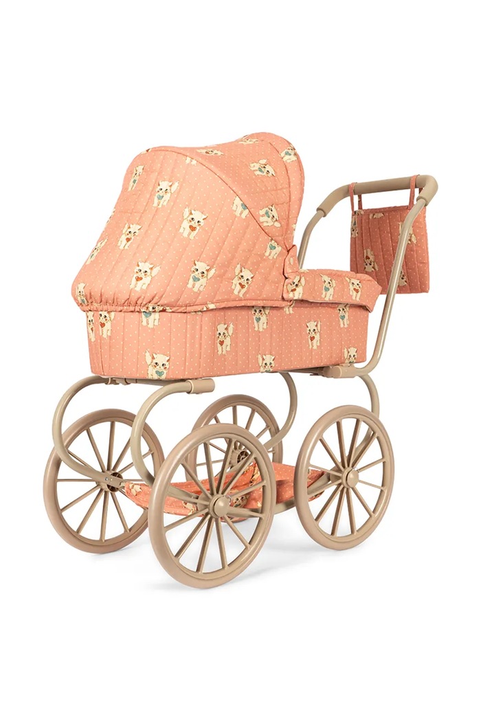 Wózek dla lalek dziecięcy bawełniany MINNIE DOLL PRAM Konges Sløjd KS106167.9BY2 pomarańczowy