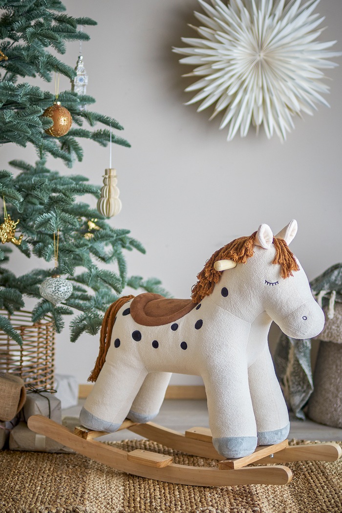 Koń na biegunach dziecięcy Merlen Rocking Toy Bloomingville MINI 82062144 biały