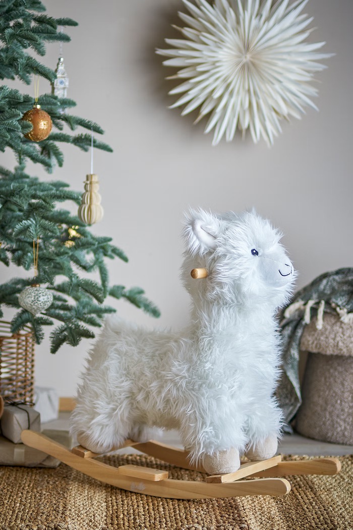 Bloomingville MINI Koń na biegunach dziecięcy Kinto Rocking Toy, Lama biały 82046235