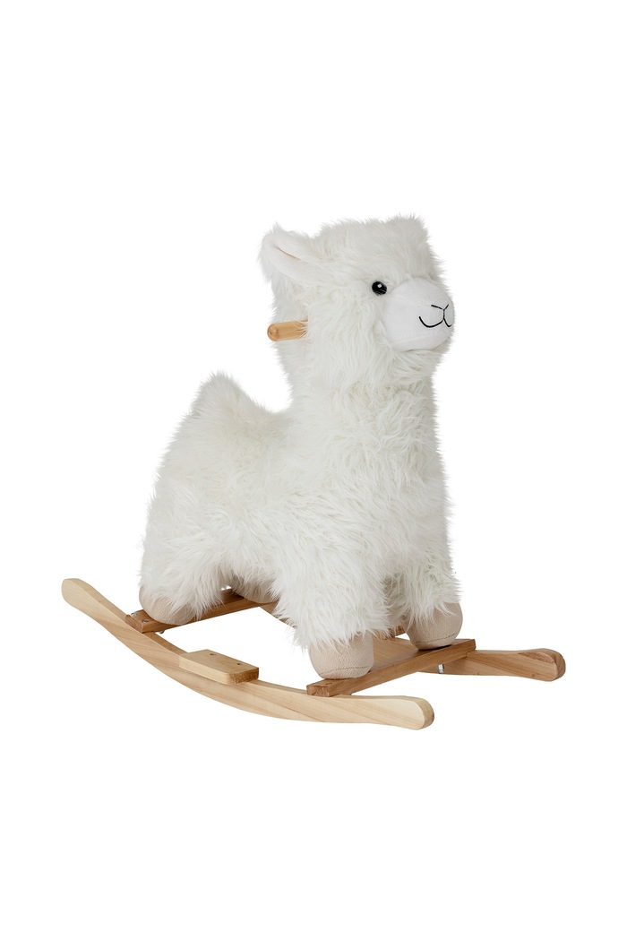 Bloomingville MINI Koń na biegunach dziecięcy Kinto Rocking Toy, Lama 82046235 biały AW26