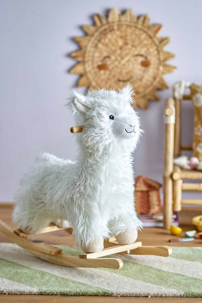 Koń na biegunach dziecięcy Kinto Rocking Toy, Lama Bloomingville MINI 82046235 biały